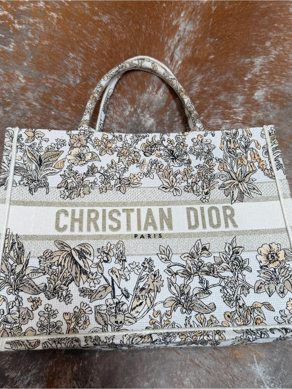 Cream and Black Floral Book Tote